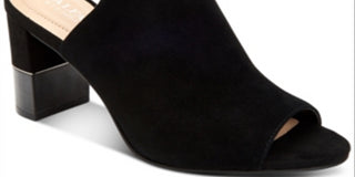 Alfani Women's Floriss Suede Peep Toe Casual Ankle Strap Sandel Black Size 8 M