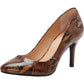 INC Women's  Snakeskin Comfort Zitah Pointed Toe Stiletto Slip on Pumps Brown Size 6 M
