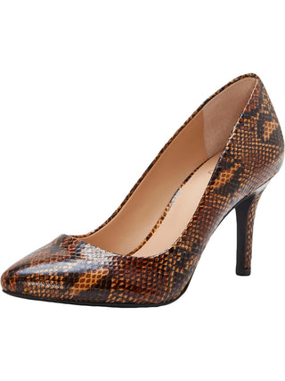 INC Women's  Snakeskin Comfort Zitah Pointed Toe Stiletto Slip on Pumps Brown Size 6 M