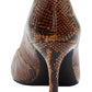 INC Women's  Snakeskin Comfort Zitah Pointed Toe Stiletto Slip on Pumps Brown Size 6 M