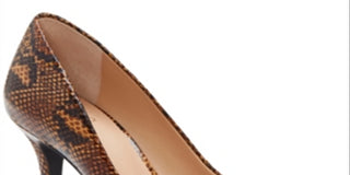 INC Women's  Snakeskin Comfort Zitah Pointed Toe Stiletto Slip on Pumps Brown Size 6 M