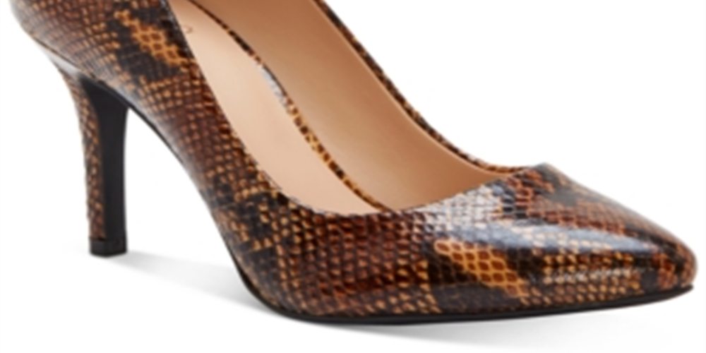 INC Women's  Snakeskin Comfort Zitah Pointed Toe Stiletto Slip on Pumps Brown Size 6 M