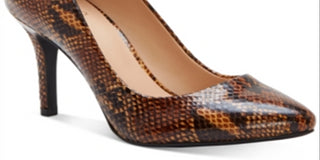 INC Women's  Snakeskin Comfort Zitah Pointed Toe Stiletto Slip on Pumps Brown Size 6 M