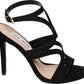 Steve Madden Women's Sidney Heeled Sandal, black nubuck Size 9 M