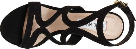 Steve Madden Women's Sidney Heeled Sandal, black nubuck Size 9 M
