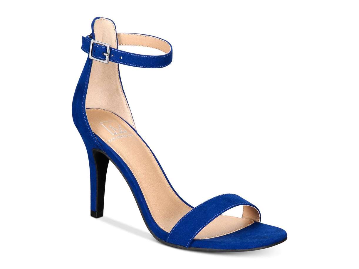 Material Girl Women's Blaire Open Toe Ankle Strap Classic Pumps Blue Size 7.5 M