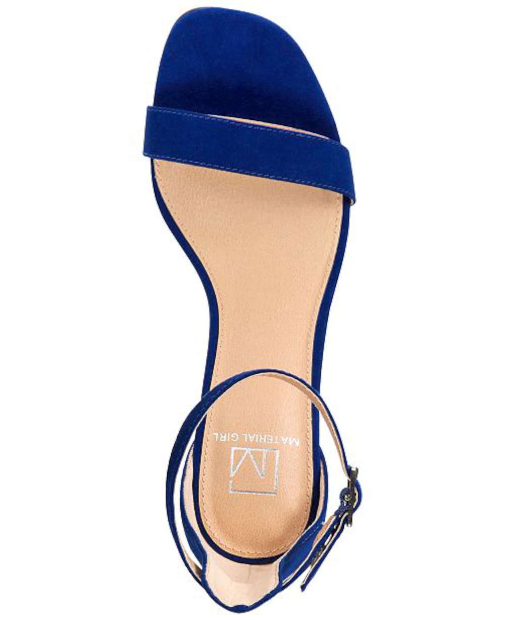 Material Girl Women's Blaire Open Toe Ankle Strap Classic Pumps Blue Size 7.5 M