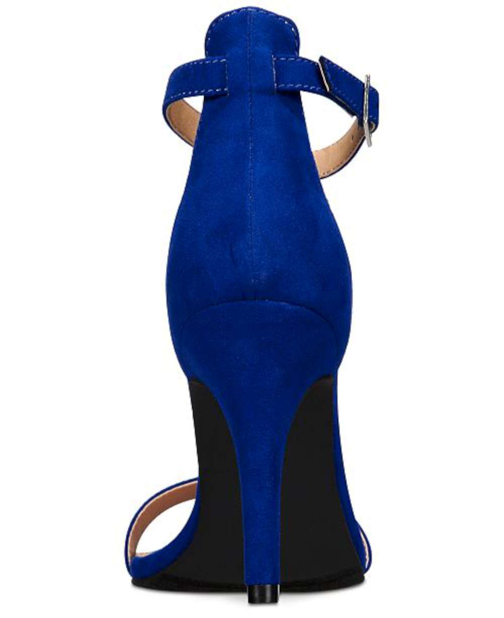 Material Girl Women's Blaire Open Toe Ankle Strap Classic Pumps Blue Size 7.5 M