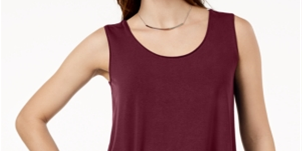 Jm Collection Scoop Neck Tank Top Wine Size M