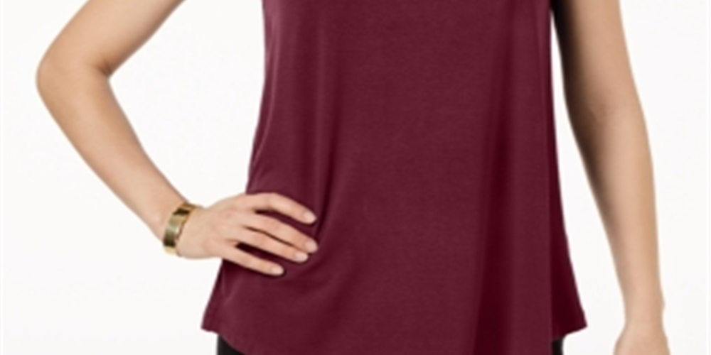 Jm Collection Scoop Neck Tank Top Wine Size M