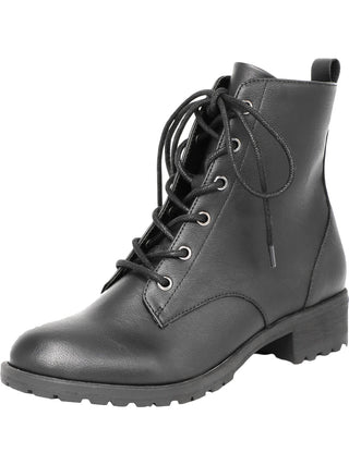 American Rag Womens Franie Leather Closed Toe Ankle Combat Boots Black Size 7.5 M