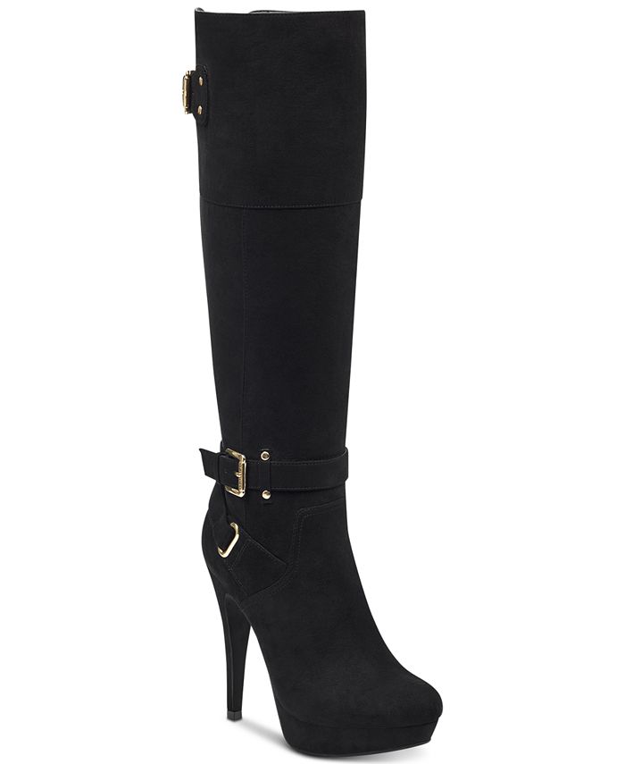 Guess Women's Fabric Almond Toe Over Knee Fashion Boots Black  Size 8.5 M