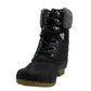 Tommy Hilfiger Women's Metallic Accents Duck Boot Inspired Fur Trim Waterproof Rian Round Toe Block Heel Lace up Snow Boots Black Size 5 M