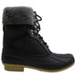 Tommy Hilfiger Women's Metallic Accents Duck Boot Inspired Fur Trim Waterproof Rian Round Toe Block Heel Lace up Snow Boots Black Size 5 M