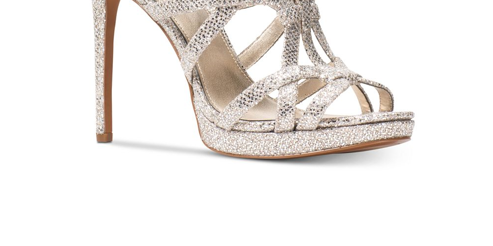 Michael Michael Kors Women's Sandra Plaatfrom Suede Open Toe Special Occasion Brown Size -11 M