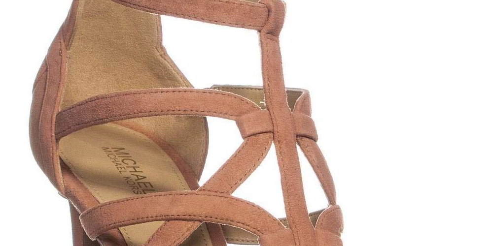 Michael Michael Kors Women's Sandra Plaatfrom Suede Open Toe Special Occasion Brown Size -11 M