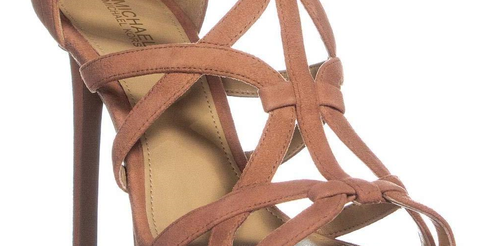 Michael Michael Kors Women's Sandra Plaatfrom Suede Open Toe Special Occasion Brown Size -11 M