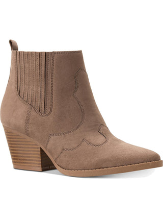 American Rag Womens Beige Western Inspired Stitching Kayla Almond Toe Block Heel Zip-up Booties Brown Size 10 M