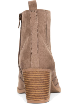 American Rag Womens Beige Western Inspired Stitching Kayla Almond Toe Block Heel Zip-up Booties Brown Size 10 M