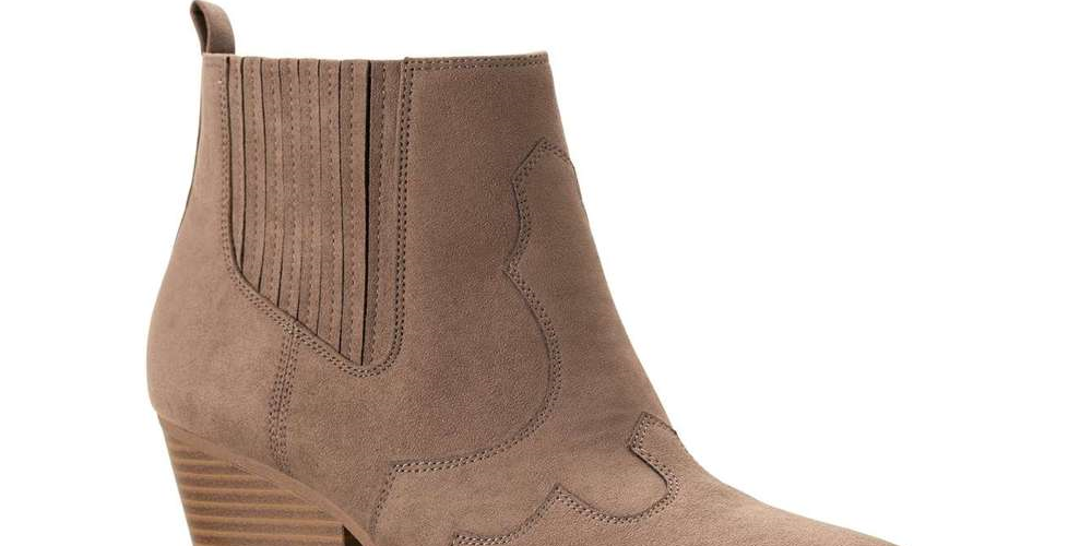 American Rag Womens Beige Western Inspired Stitching Kayla Almond Toe Block Heel Zip-up Booties Brown Size 10 M
