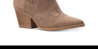 American Rag Womens Beige Western Inspired Stitching Kayla Almond Toe Block Heel Zip-up Booties Brown Size 10 M