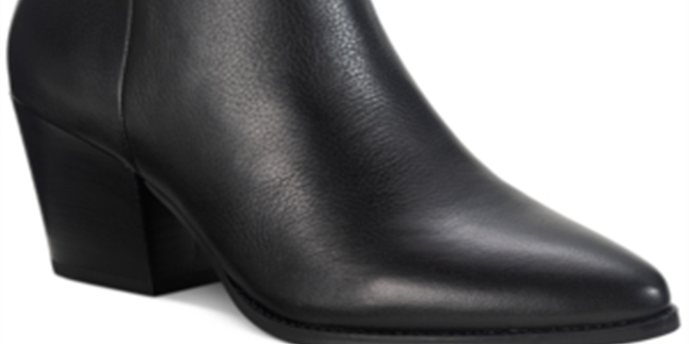 American Rag Womens Eryn Leather Heels Booties Black 10 M