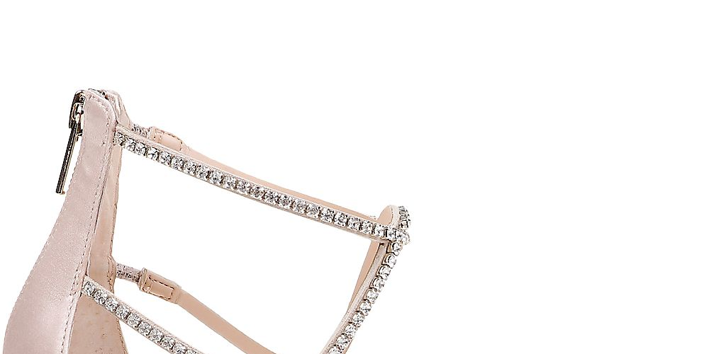 Jewel Badgley Mischka Women's Champagne Satin  Sandal Pink Size 8.5 M
