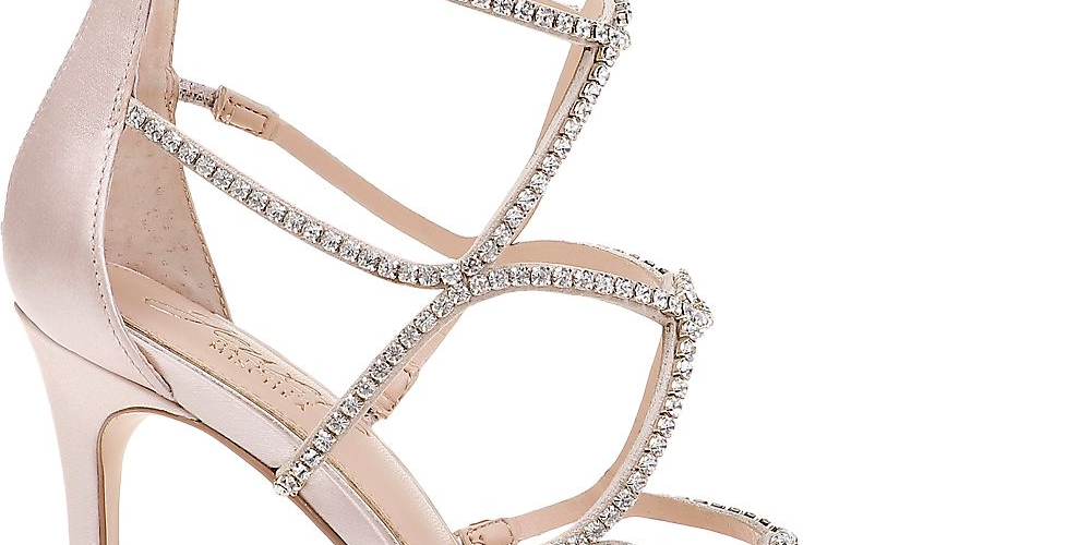 Jewel Badgley Mischka Women's Champagne Satin  Sandal Pink Size 8.5 M
