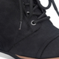 Sun Stone Women's Side Zip Lug Sole Cushioned Lizzie Round Toe Wedge Lace up Booties Black Size 6 M