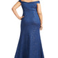 Adrianna Papell Womens Plus Evening Dress Metallic Off-the-Shoulder - Light Navy Blue Size 22