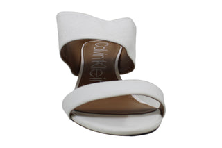 Calvin Klein Women's Sandals Croc-Embossed Cecily Patent Leather Stiletto Slide - White Size 10