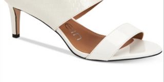 Calvin Klein Women's Sandals Croc-Embossed Cecily Patent Leather Stiletto Slide - White Size 10