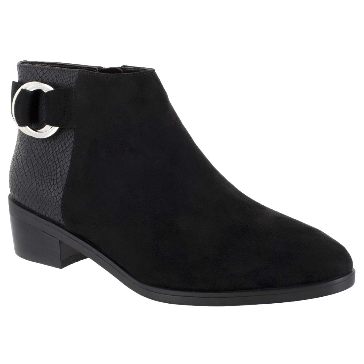 Bella Vita Women's Henley II Bootie Ankle Boot, Black Suede, Size 9W
