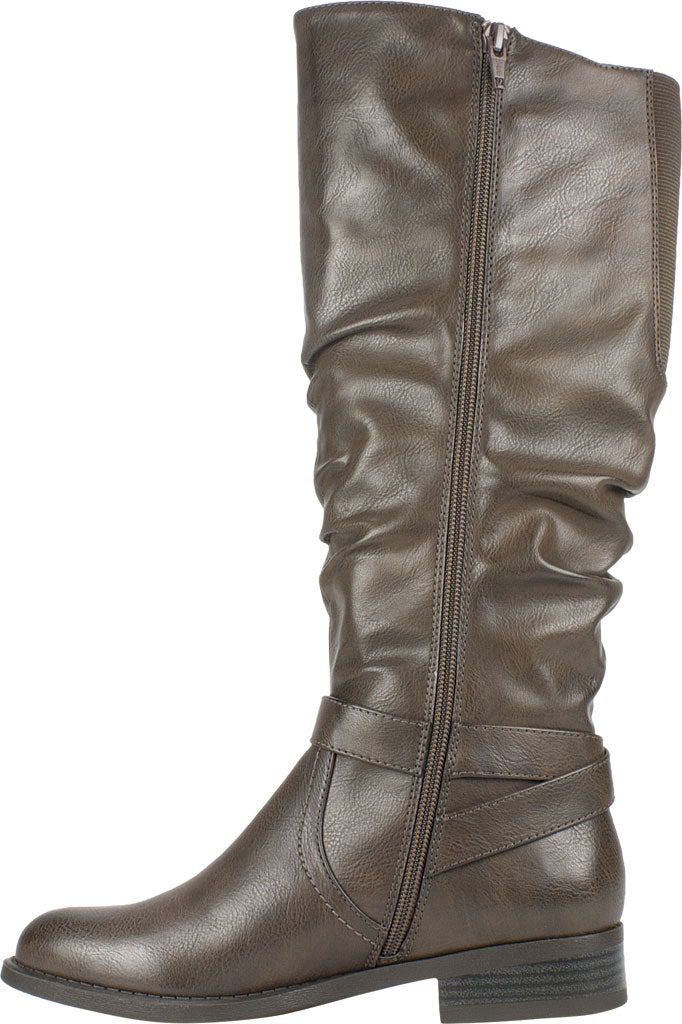 White Mountain Women's Liona Leather Almond Toe Knee High Fashion Boots Brown Size 8.5 M