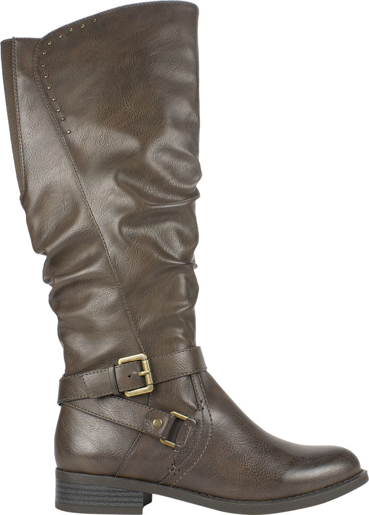 White Mountain Women's Liona Leather Almond Toe Knee High Fashion Boots Brown Size 8.5 M