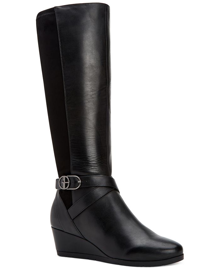 Giani Bernini Women's Chelsey Leather Knee High Boots Black Size 7.5 M