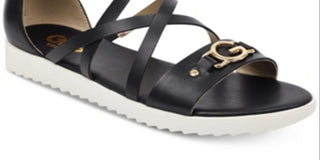 Guess Women's Karin Flat Sandals Shoes Black Size 6 M