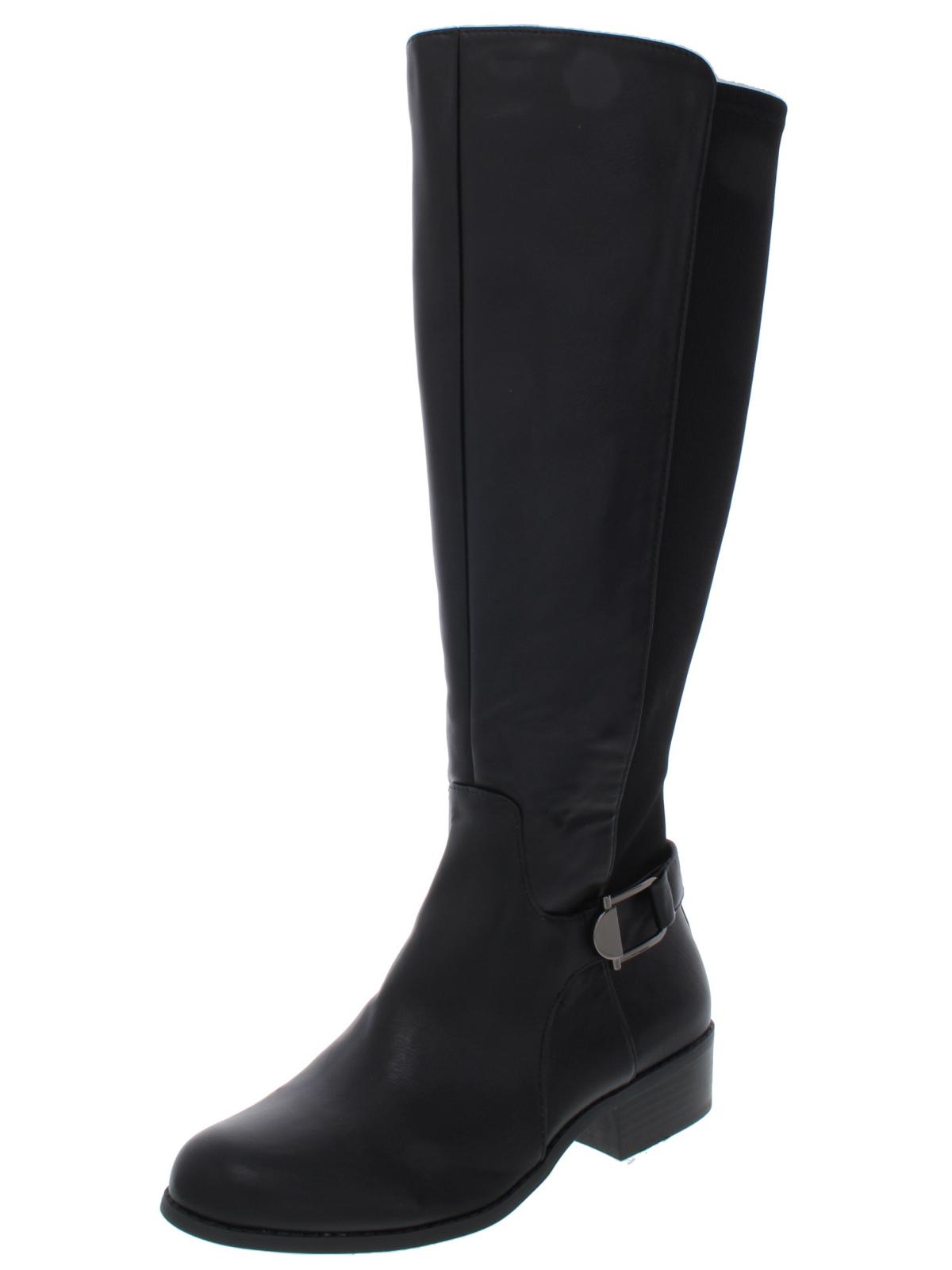 Alfani Womens Kallumm Wide Calf Faux Leather Riding Boots Black 7 M