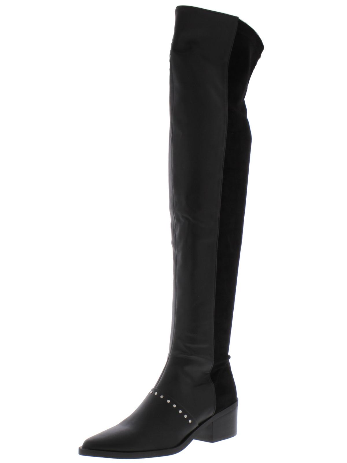Report Women's Zaria Satin Pointed Toe Over Knee Fashion Boots Black Size 6 M