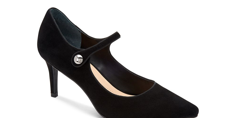 Alfani Women's Jerikaa Fabric Pointed Toe Ankle Strap Mary Jane Pumps -Black Size 6 M