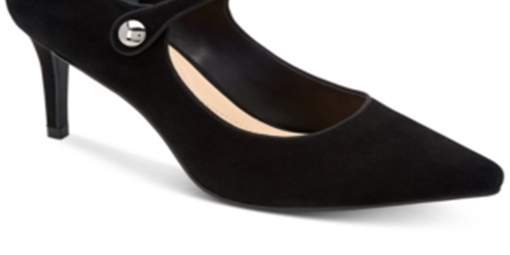 Alfani Women's Jerikaa Fabric Pointed Toe Ankle Strap Mary Jane Pumps -Black Size 6 M