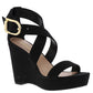 BCBGeneration Womens Jae Fabric Open Toe Casual Platform Sandals Black Size 9.5M