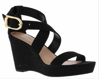 BCBGeneration Womens Jae Fabric Open Toe Casual Platform Sandals Black Size 9.5M