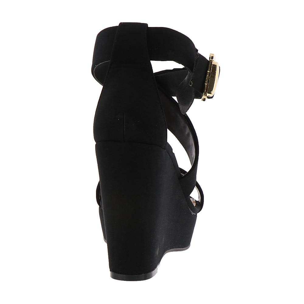 BCBGeneration Womens Jae Fabric Open Toe Casual Platform Sandals Black Size 9.5M