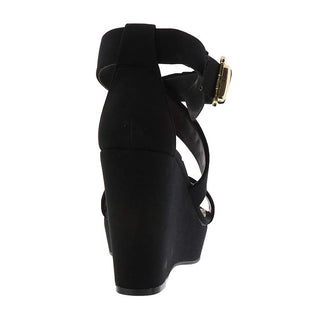 BCBGeneration Womens Jae Fabric Open Toe Casual Platform Sandals Black Size 9.5M