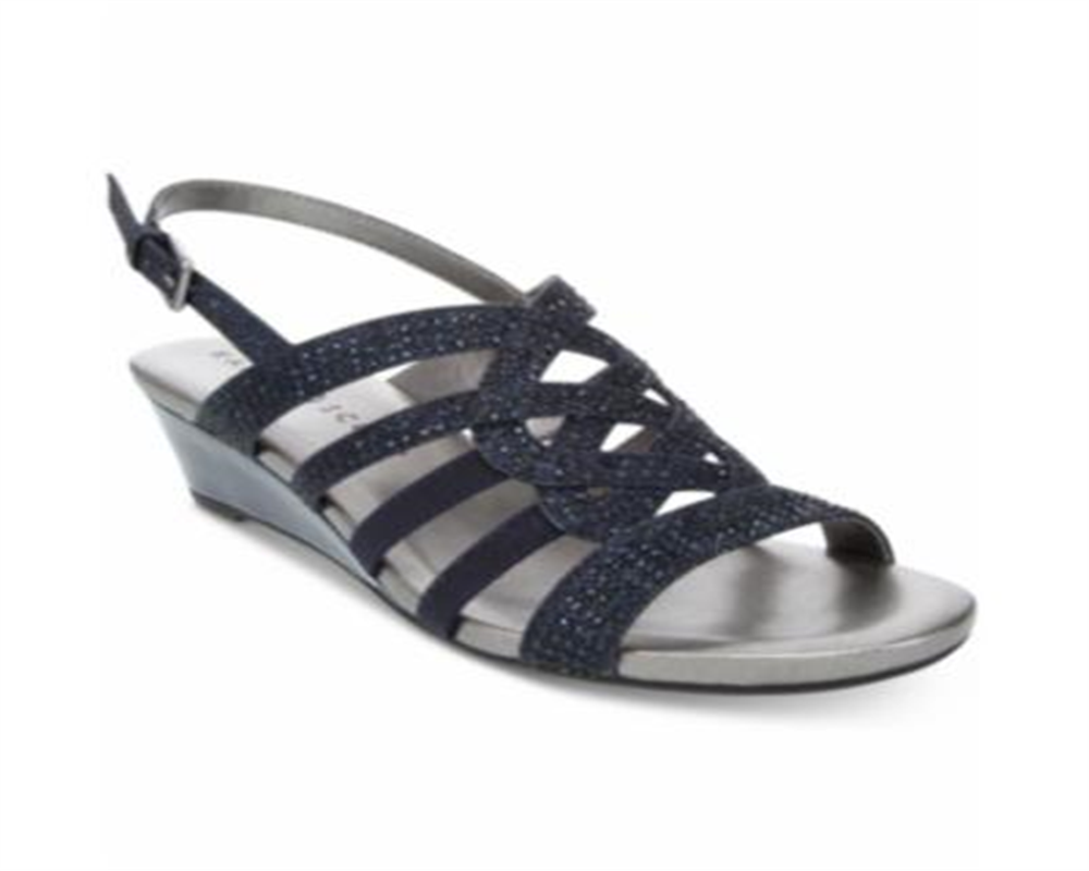 Karen Scott Women's Dasha Fabric Open Toe Casual Ankle Strap Sandals Blue Size 7.5 M