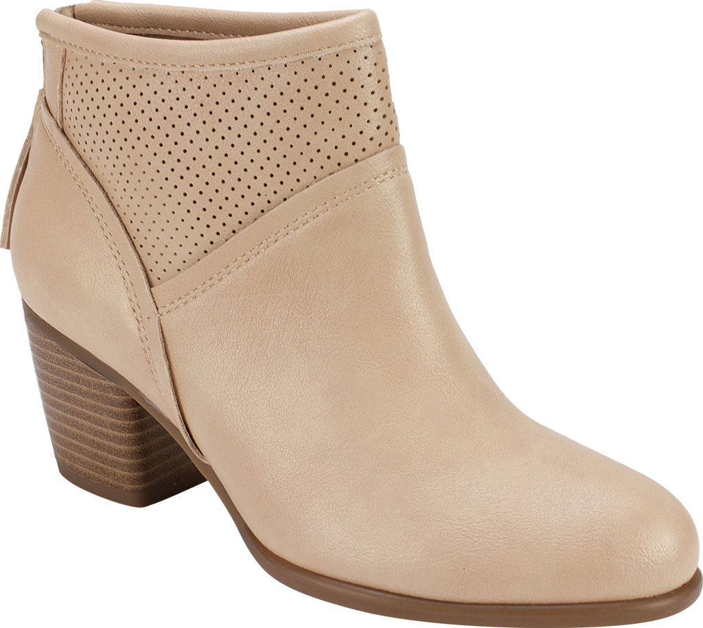 White Mountain Women's Perforated Slip Resistant Padded Galveston Almond Toe Block Heel Zip up Booties Brown Size 8.5 M