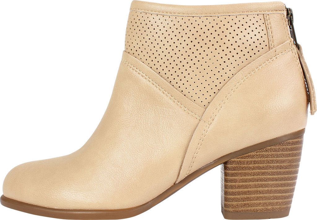 White Mountain Women's Perforated Slip Resistant Padded Galveston Almond Toe Block Heel Zip up Booties Brown Size 8.5 M