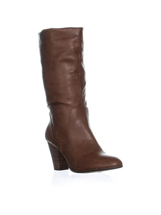 Esprit Women's Oliana Folded Top Block Heel Mid Calf Boots Brown Size 6