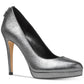 Michael Kors Women's Antoinette Leather Closed Toe Classic Pumps Silver Size 9 M